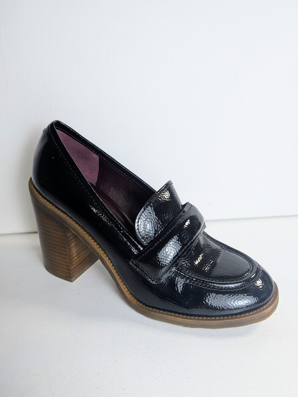 Franco Sarto Womens Raven Black Loafer Pumps high block Heels Shoes size 10 EUC